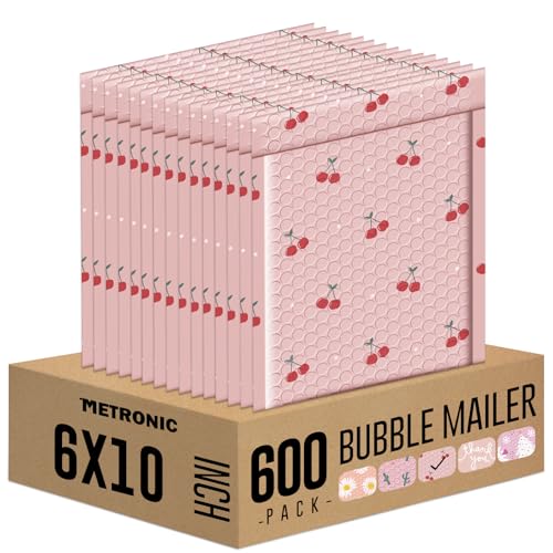 METRONIC Bubble Mailer 6x10 Inch 600 Pack Cherry Pink Pretty Padded Mailer - color: Cherry, size: 6x10" 600PC