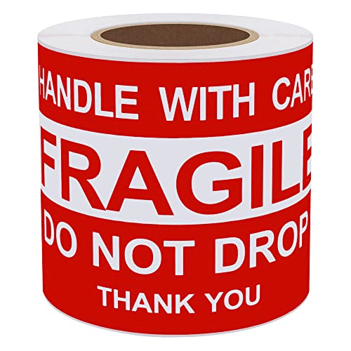 Hybsk 3x5 inch Do Not Drop Thank You Fragile Stickers Adhesive Label 100 Per Roll (3x5 inch) - size: 3x5 inch