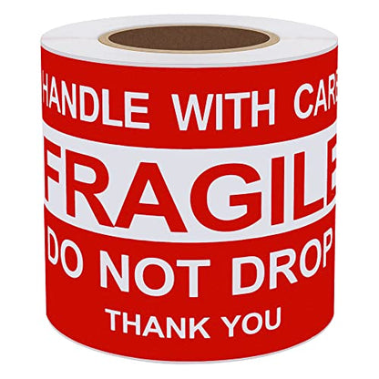 Hybsk 3x5 inch Do Not Drop Thank You Fragile Stickers Adhesive Label 100 Per Roll (3x5 inch) - size: 3x5 inch