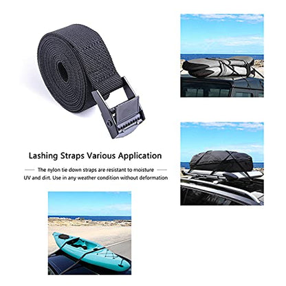 Premium Lashing Nylon Strap - Cam Buckle Tie Down Straps Heavy Duty Secure Straps up to 500 lbs Capacity for Motorcycle,SUP, Kayak, Canoe, Surfboard, Cargo, Boat,Trailer, Moving(1'' x 6.5Ft Black) - size: 4 PCS