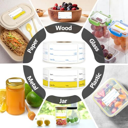 2 Rolls 1000 Pcs 1 inch X 2 inch Restaurant Quality Shelf Life Food Rotation Labels, Self-Adhesive Removable for Reusable Containers, Food Safety Date Sticker, Leftover Labels (Yellow-Blue) - style: Yellow-Blue