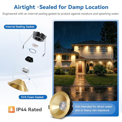 CycevSun Gold 4 Inch Anti-Glare Recessed Light COB 24°Spotlight, 6-Pack - color: Gold, size: 4 Inch