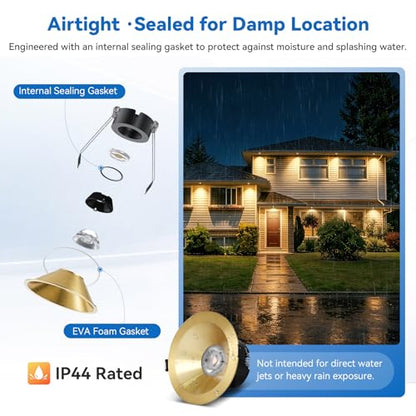 CycevSun Gold 4 Inch Anti-Glare Recessed Light COB 24°Spotlight, 6-Pack - color: Gold, size: 4 Inch