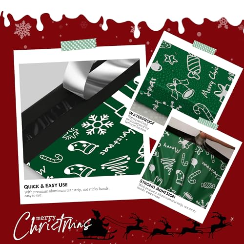 Christmas Poly Mailers 12x15.5 Inch 50 Pcs, Green Merry Christmas - color: Green Merry Christmas, size: 12x15.5 Inch 50Pcs