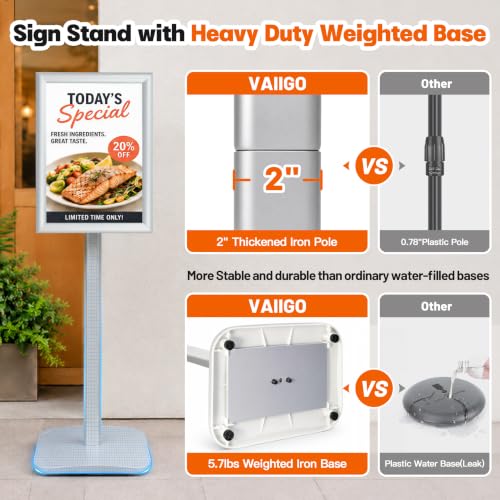 Pedestal Sign Holder Stand 8.5"x11", Heavy Duty Standing Sign Holder - color: Sliver, size: 8.5x11 in