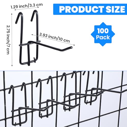 4 Inch Grid Wall Hooks, 100Pcs Heavy Duty Gridwall Panel Hooks Store Garage - color: White+Black
