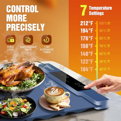 LIFENG Food Warming Mat,Warming Plates to Keep Food Warm - color: Blue, size: 35.43x13.39Inch