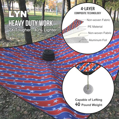 LYN Heavy Duty Emergency Blanket Survival Gear Waterproof Insulated Blanket Emergency Tarp for Camping, Hiking, Bushcraft - color: Star Spangled