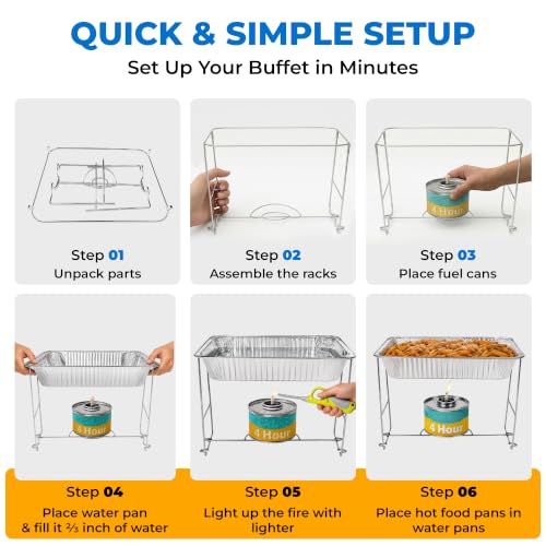 Disposable Chafing Dish Buffet Set, 6 Pack Half Size 10 x 12 Inch Food Pans