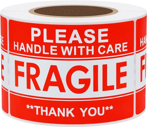 Hybsk Please Handle with Care Fragile Stickers Warning Labels for Shipping Packing Thank You Total 300 Labels Per Roll (2x3 Inch) - size: 2x3 Inch