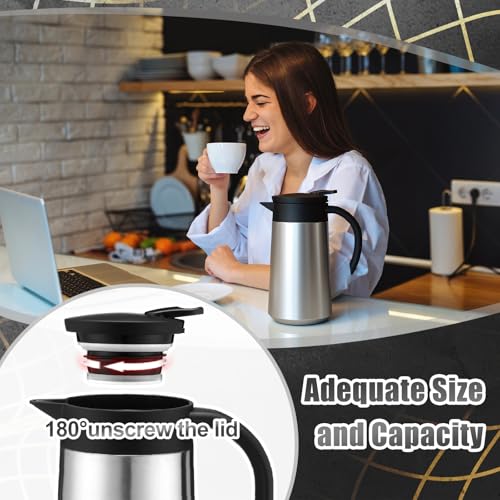 Ziliny 2 Pcs 27oz Thermal Coffee Carafe Stainless Steel Coffee Pot for Keeping Hot/cold Insulated Double Walled Vacuum Tea Pot with Press Button Drink Beverage Dispenser for Milk Tea(Silver) - color: Silver