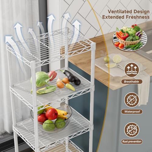 Golpart 4Tier Adjustable Storage Shelves Metal Wire Shelving Standing Shelf - color: White, size: 4-tier-11.6"Dx17.6"Wx44.2"H