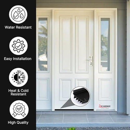CBW KC Hardware U Shaped Rubber Door Bottom Sweep| Weather Stripping Door Seal Bottom for Front Door Bottom| Under Door Seal for Exterior Doors| Black- 48 Inch