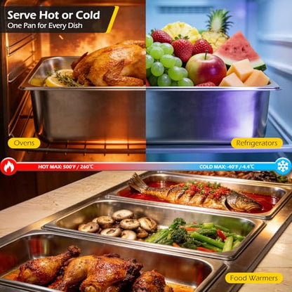 Dyna-Living Hotel Pans with Lid 1/3 Size Pan 4 Inch Deep 6 Pack Food Pans - color: With Lids, size: 4 Inch Deep