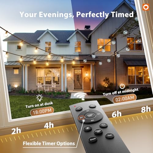 addlon Outdoor String Lights 200FT G40 with Remote 108 LED Waterproof Bulbs - color: Black, size: 200FT