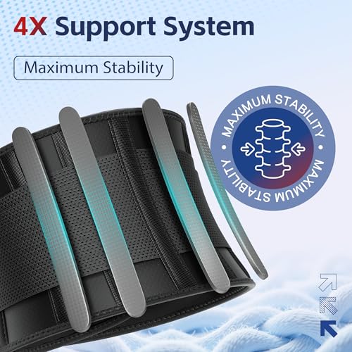 FEATOL Back Brace for Men & Women Lower Back, Lumbar Support Belt-Back Pain - size: 3X-Large (Pack of 1), style: Black