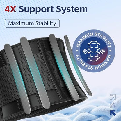 FEATOL Back Brace for Men & Women Lower Back, Lumbar Support Belt-Back Pain - size: 3X-Large (Pack of 1), style: Black