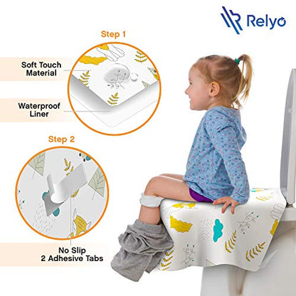 Relyo Disposable Toilet Seat Cover for Travel – 20 Pack with Covers Wrapped in Sets of 2, Non-Flushable Liners, Fits Most Seats – Kids, Toddlers, Adults (Owls, 20) - color: Owls