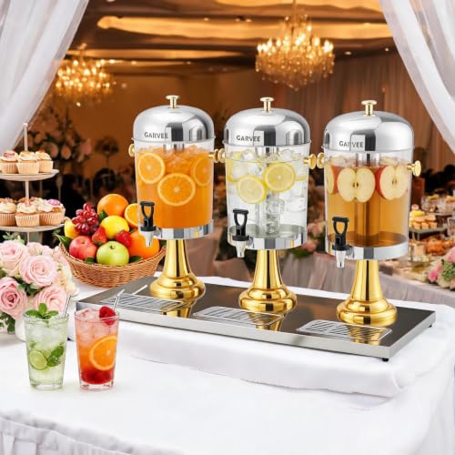 6.6 Gallon Stainless Steel Beverage Dispenser with Ice Core, Gold - color: Gold, size: 6.6 Gallon
