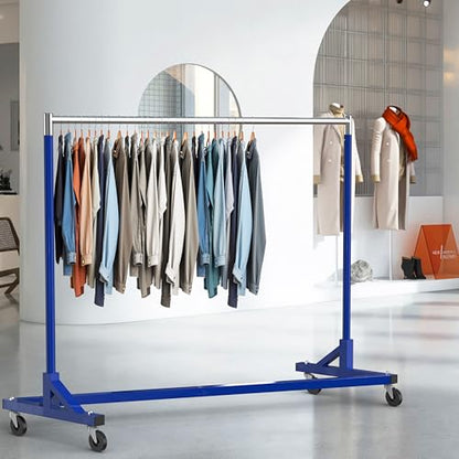 Simple Houseware Industrial Grade Z-Base Garment Rack, 63" W/500Lb, Blue - color: Blue
