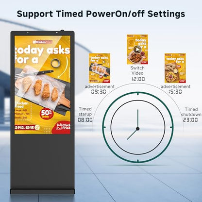 Outdoor Digital Signage, Floor Standing Kiosk IP65 Waterproof Display with WiFi HDMI/USB Input, 3000nits High Brightness Commercial Totem for Retail Stores, Subway, Restaurants 65 Inch - size: 65 Inch