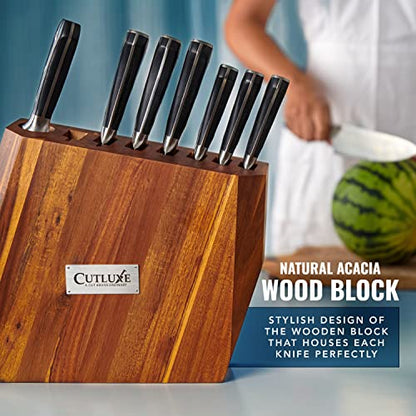 Cutluxe Kitchen Knife Set, 8-Piece Chef Knives with Acacia Wood Block - size: 8 Pcs Knife Set with Block