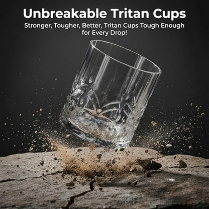 BELLAFORTE Tritan Plastic Whiskey Glasses Set of 4, 13oz Unbreakable Wine Glasses, Shatterproof Crystal Cut Drinking Glasses for Old Fashioned, Cocktails - BPA Free - Dishwasher Safe - Clear - color: Clear