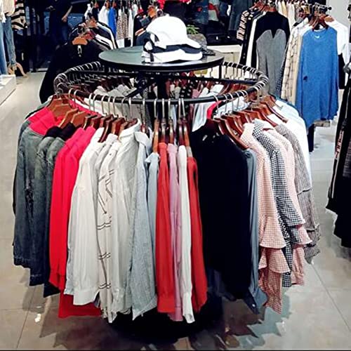 Commercial Grade Round Clothes Rack Floor Standing Rotatable Clothing Rack - color: Black