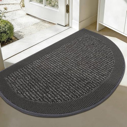 Dirt Trapper Door Mats 26" x 40", Non-Slip & Washable, Dark Grey - color: Dark Grey, size: 26" X 40" (Semicircular)