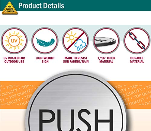 Push and Pull Sign for Doors, Brushed Silver, Engraved, 2 Inches, Fade Resistance, Indoor/Outdoor Use, USA MADE By My Sign Center (Pack of 2) - size: 2x2 (Pack of 2)