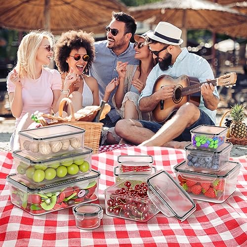 52 PCS Large Food Storage Containers with Lids Airtight, BPA-Free Leakproof Plastic Meal Prep Containers Reusable,Microwave & Dishwasher & Freezer Safe,Includes Labels & Pen - color: Black 26 Pack