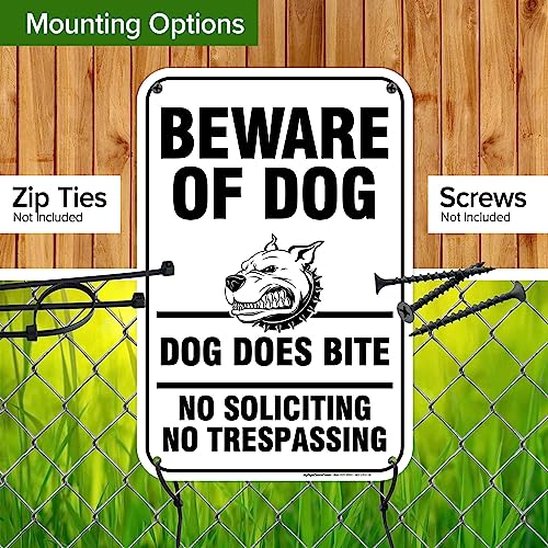Beware of Dog, Dog Does Bite No Soliciting No Trespassing Sign, 12x18 - size: 12x18 - Polyethylene