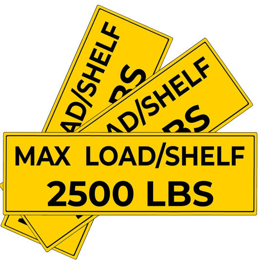 3Pcs(6"x2") - MAX LOAD/SHELF 2500 LBS Sign - MAX LOAD/SHELF 2500 LBS Sticker - Waterproof & UV-resistant
