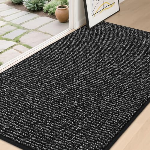 BEQHAUSE Dirt Trapper Door Mat 36" x 60", Non-Slip Washable Doormats, Black - color: Black, size: 36" X 60" (Rectangular)