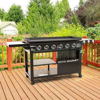 Royal Gourmet GB6000 6 Burner Propane Gas Griddle with Folding Side Tables