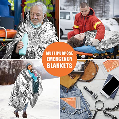QIO CHUANG Emergency Mylar Thermal Blankets 6 Packs Survival Kit 84''x55''