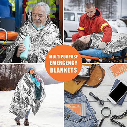 QIO CHUANG Emergency Mylar Thermal Blankets 6 Packs Survival Kit 84''x55''