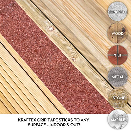 Kraftex Grip Tape [4" x 30ft, Brown] Anti Slip Tape for Stair Runners, Wooden Steps, Stair Nosing, Indoor Stairs, Outdoor Stair Treads, Skateboard