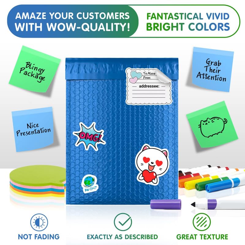 Blue Poly Bubble Mailers 5 x 9 Inch. Pack of 250 Padded Envelopes Waterproof. Self Seal Padded Mailers with Durable Seams. Lightweight Padded Shipping Envelopes for Mailing Fragile Things - color: Light Blue, size: 5" x 9" / 250 Pack