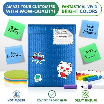 Blue Poly Bubble Mailers 5 x 9 Inch. Pack of 250 Padded Envelopes Waterproof. Self Seal Padded Mailers with Durable Seams. Lightweight Padded Shipping Envelopes for Mailing Fragile Things - color: Light Blue, size: 5" x 9" / 250 Pack
