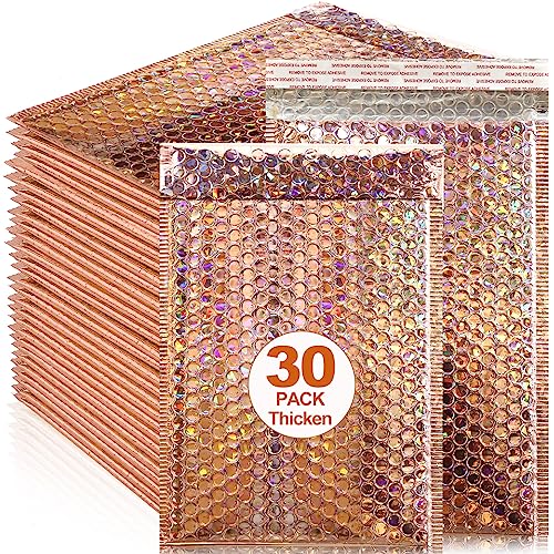 30 Pcs Holographic Bubble Mailers,Poly Padded Envelopes,11 X 7 Inch - color: Rose Gold