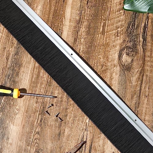Door Sweep Brush Aluminum, 3 x 39.3 Inch, Black, 4 Set - color: Silver, size: 3 x 39.3 Inch