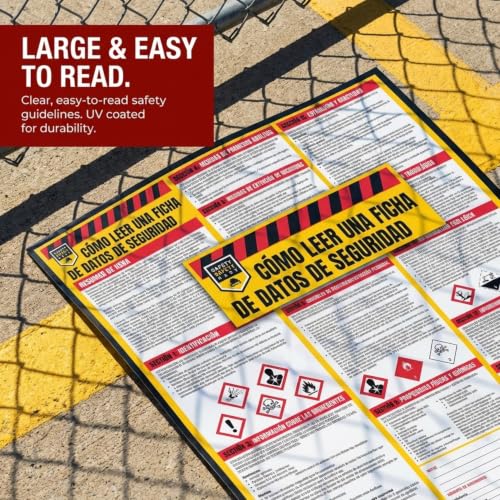 Performore Spanish SDS Safety Poster 24x33 Workplace Hazard Communication Sign UV Coated Paper OSHA Compliance Reference Wall Chart