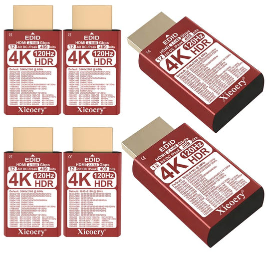 HDMI 2.1 4K HDR EDID Emulator, 12-Bit Deep Color Dummy Plug with 409 Nits Peak Brightness, Default 3840×2160@62Hz Virtual Display for Headless GPUs-6pack - color: 4K/12-bit/409/nits (HDMI 2.1)/HDR, size: 6Pack