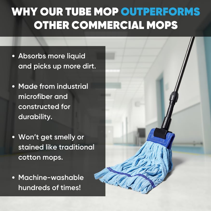 Commercial Mop Head Replacement – 1 Pack Large Yellow Microfiber Tube Mop (18 oz.) | Industrial Wet Mops | Washable Refill, Reusable, Heavy Duty, Looped End Mopheads | Hardwood, Concrete - color: Yellow