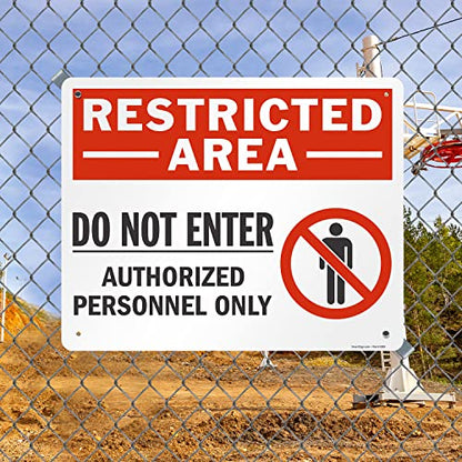 SmartSign 24 x 30 inch “Restricted Area - Do Not Enter, Authorized Personnel Only” Metal Sign with Symbol, 80 mil Laminated Rustproof Aluminum, Red, White and Black, Made in USA - style: 24" x 30" - Aluminum