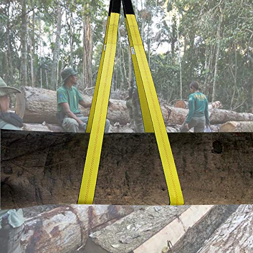 Lift Sling Straps 10'x2 15,000 Pound Capacity 2-Pack Heavy Duty Lifting Slings Web Sling Tree Saver Recovery Strap Web Sling Winch Strap Yellow - color: 10'x2" 15,000 Pound Yellow