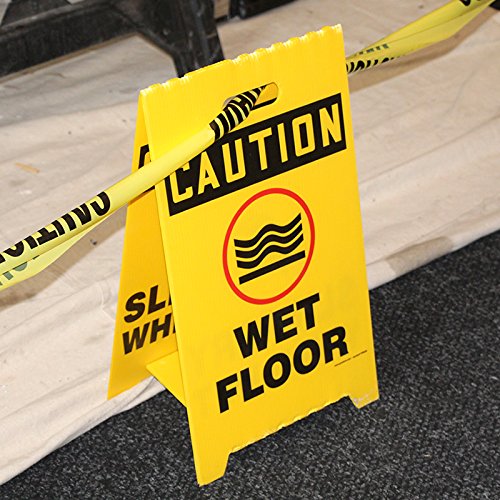SmartSign "Wet Floor / Slippery When Wet" Reversible Floor Sign | 11" x 20" Plastic