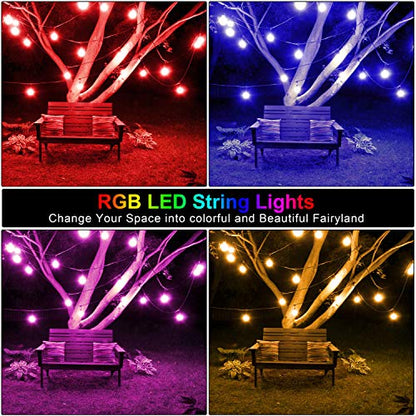 Mlambert 48FT Outdoor Patio RGB Cafe String Lights with Remote, Black - color: Black