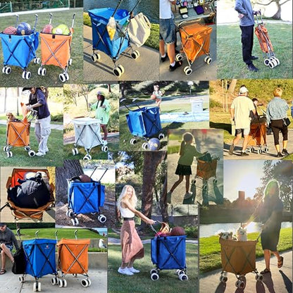 Wellmax Folding Shopping Cart with Canvas Bag & Cover, Holds 120 lb, Blue - color: Blue